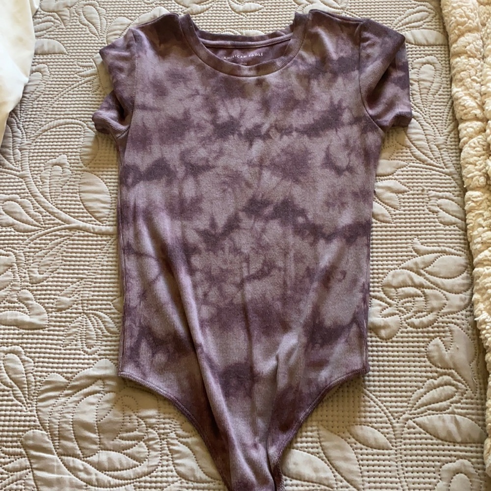 Ribbed tie dye thong bodysuit